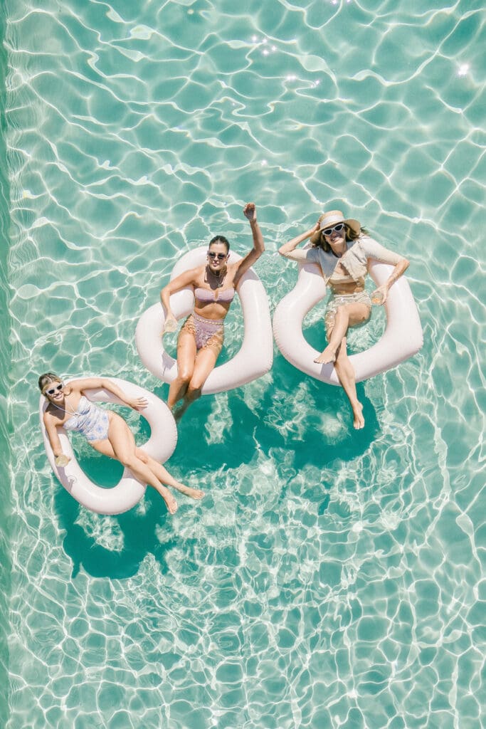 candid moments poolside wedding