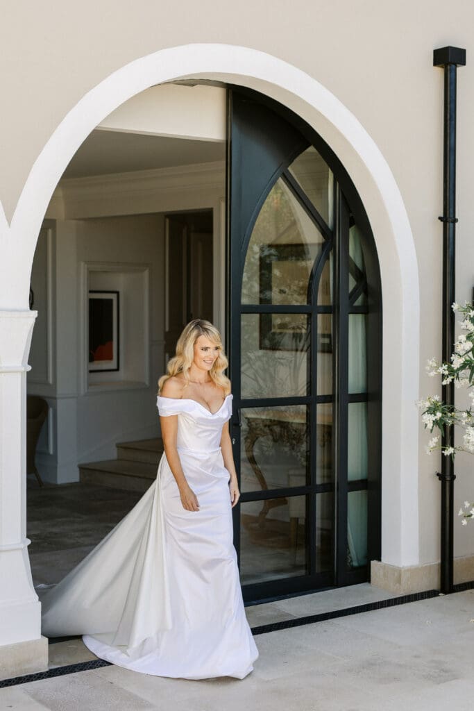 Bride getting ready at Airelles Saint-Tropez before luxury destination wedding in France.