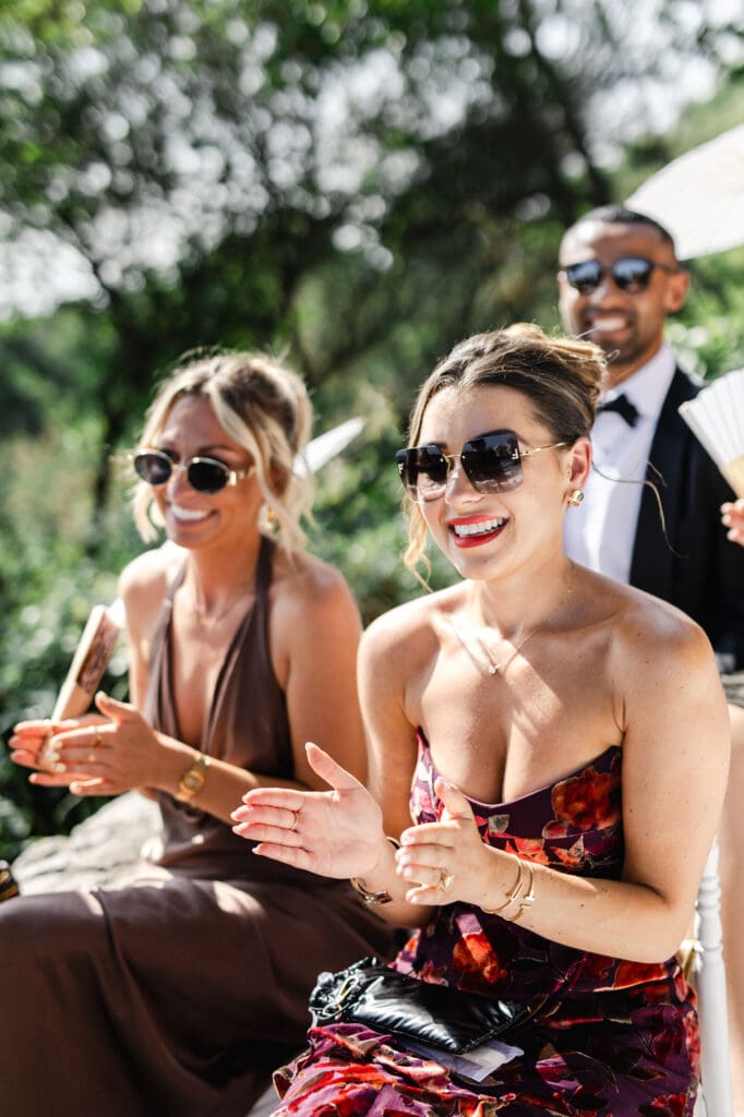 Guests seated during civil ceremony at Domaine du Mont Leuze overlooking Saint-Jean-Cap-Ferrat — Marion Pinel