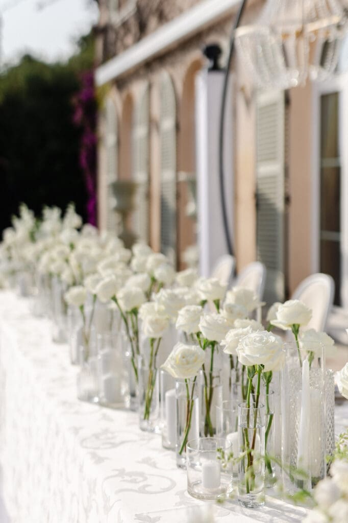 Outdoor dinner reception under the stars at Domaine du Mont Leuze French Riviera wedding — Marion Pinel